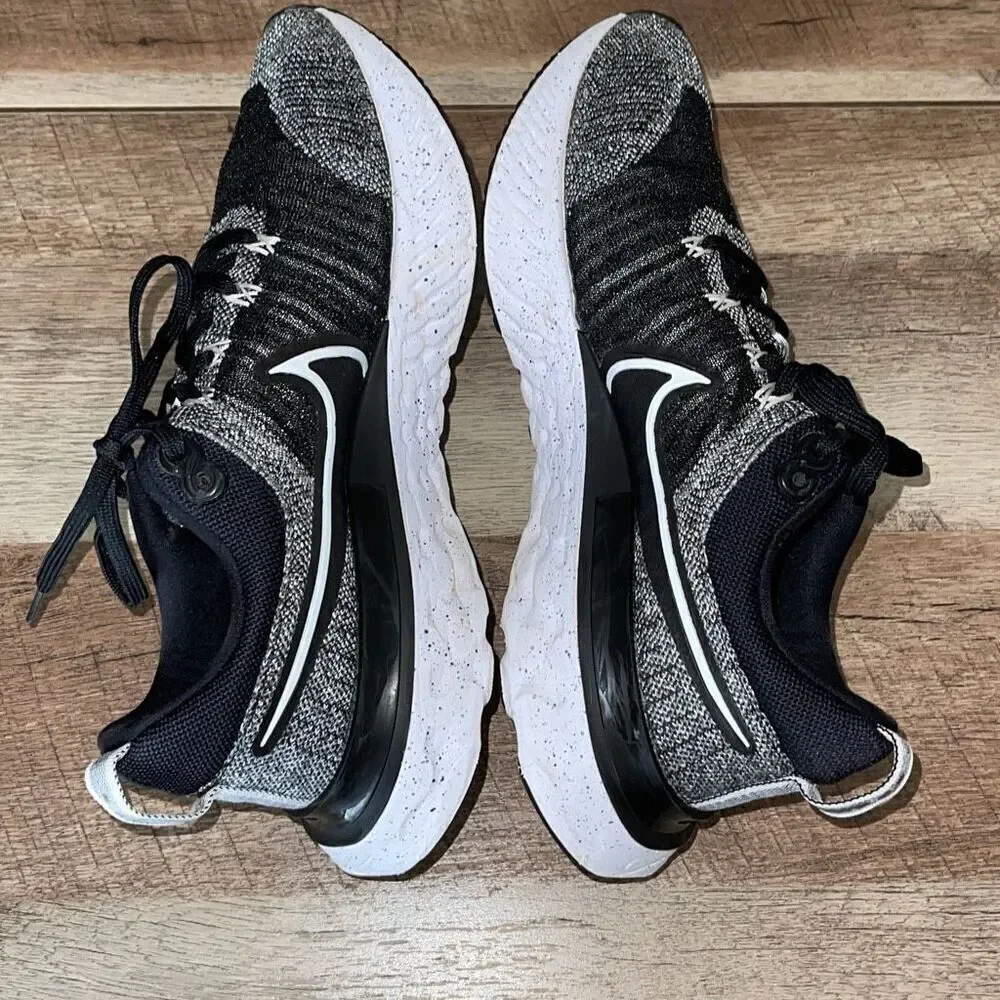 Nike Womens React Infinity‎ Run FK 2 Oreo Sneaker Shoes Black White Size 7.5